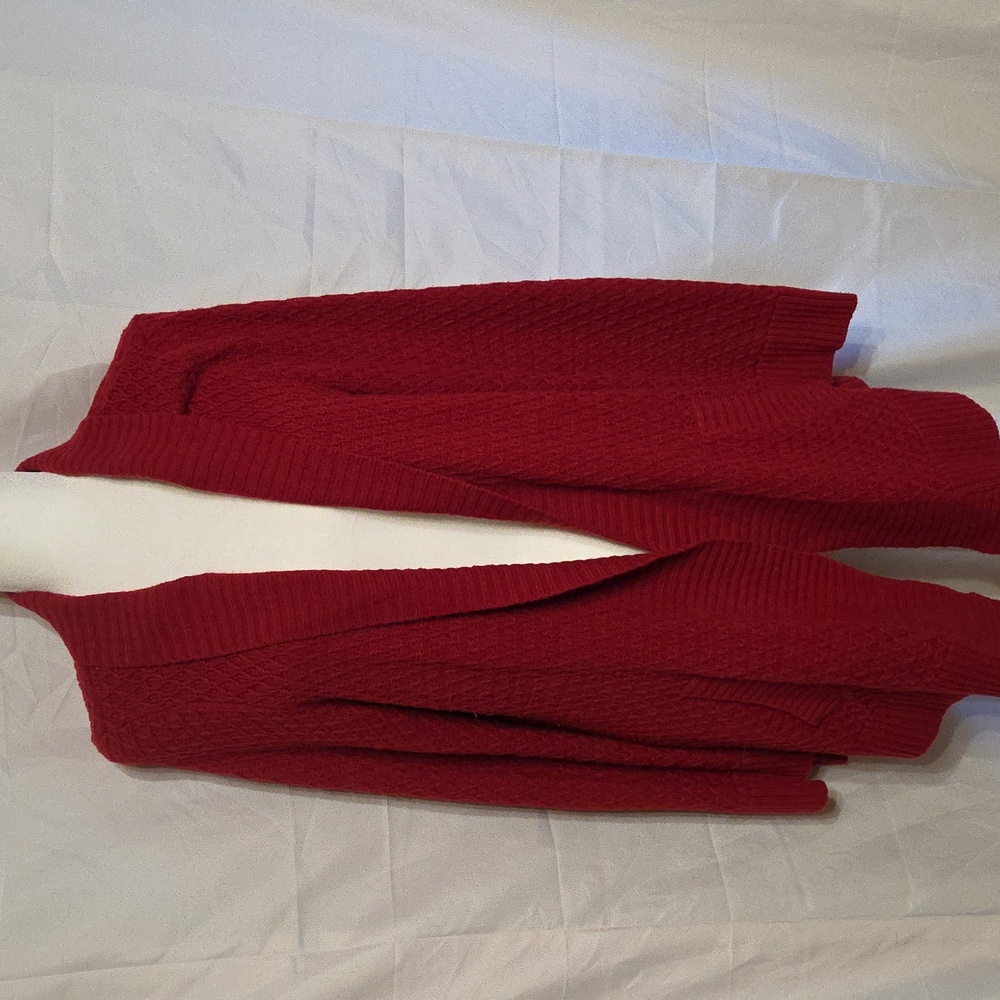 Talbots Bold Red Long CARDIGAN Sweater